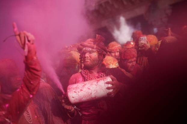 "Lathmar Holi" celebrations in Nandgaon village