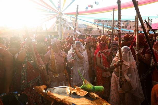 "Lathmar Holi" celebrations in Nandgaon