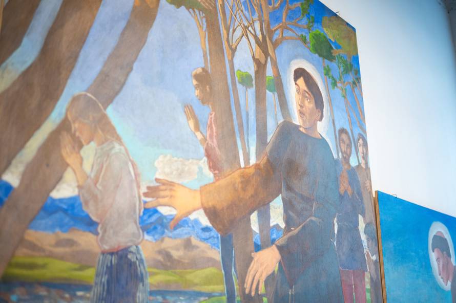 Zagreb: Otvorenje izložbe Tomislava Buntaka na kojoj predstavlja oltarni poliptih izrađen za crkvu sv. Antuna Padovanskog