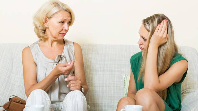  mature woman and  daughter  talking  