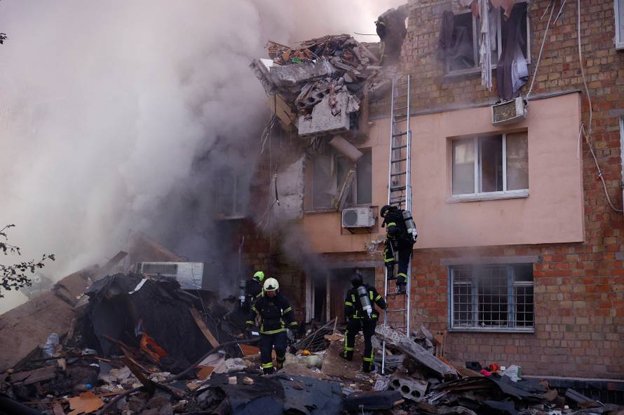 Aftermath of a Russian missile and drone attack in Kyiv