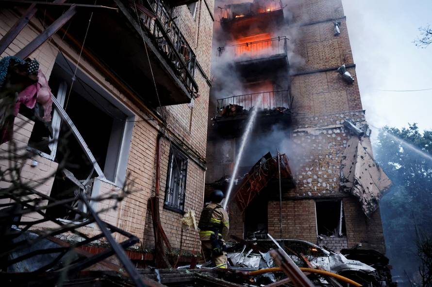 Aftermath of Russian drone and missile attacks in Kyiv