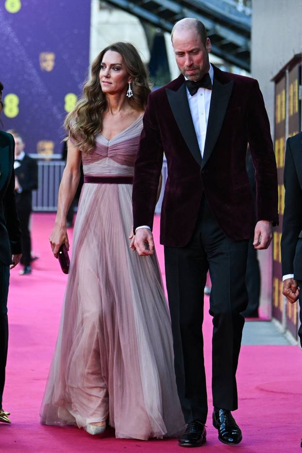 Britain's Prince William and Catherine attend the BAFTA Film Awards 2026, in London