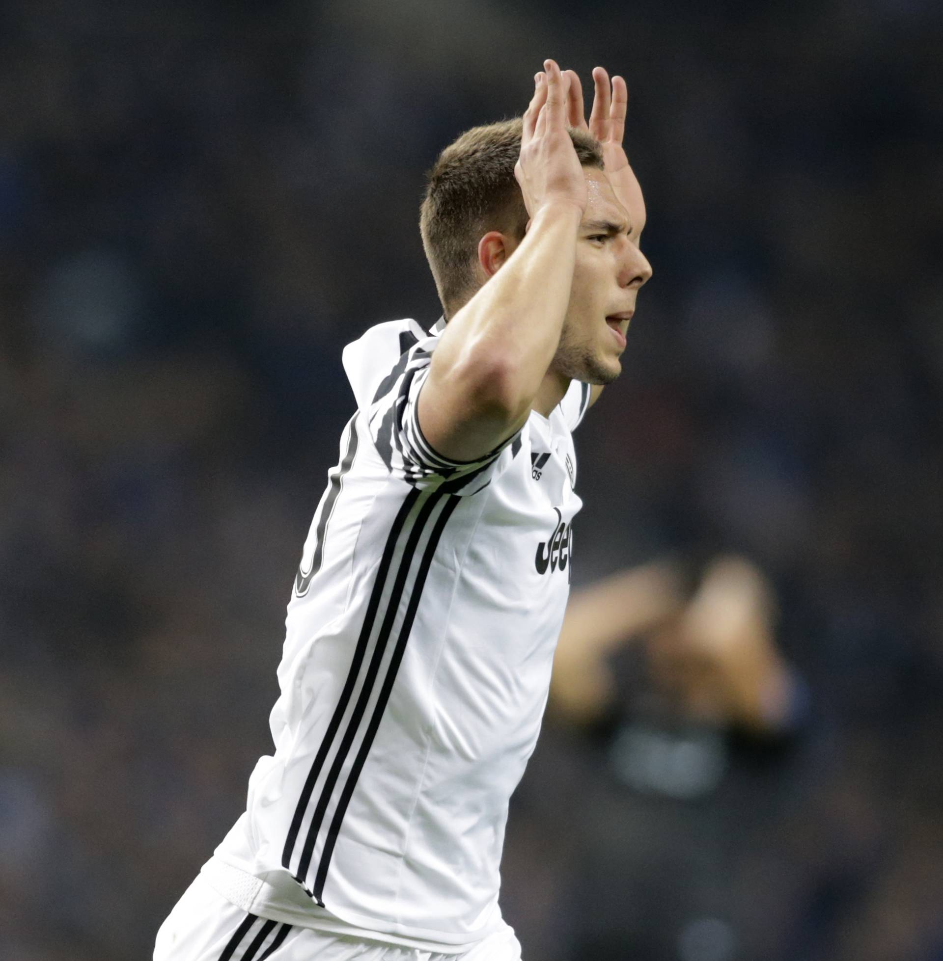 Juventus' Marko Pjaca celebrates scoring their first goal