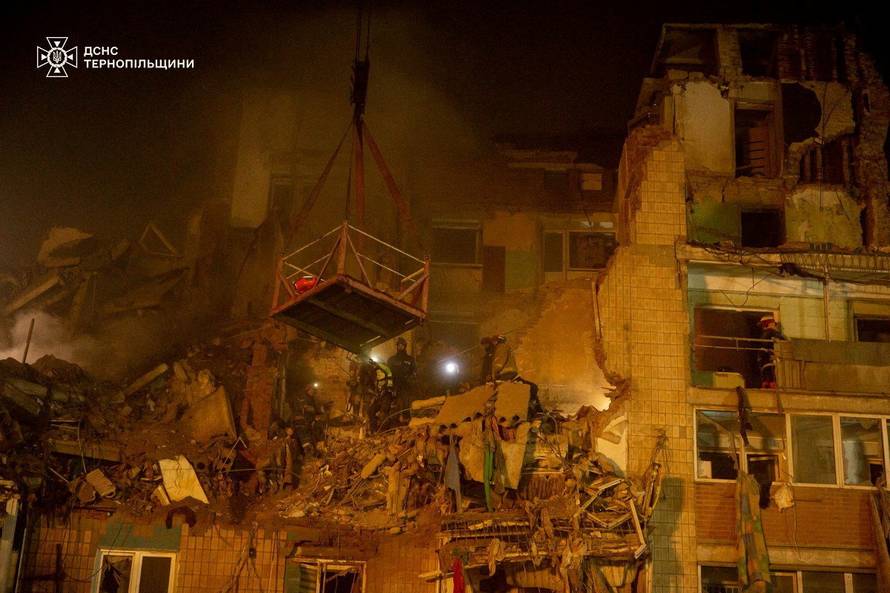 Aftermath of a Russian missile attack in Ternopil