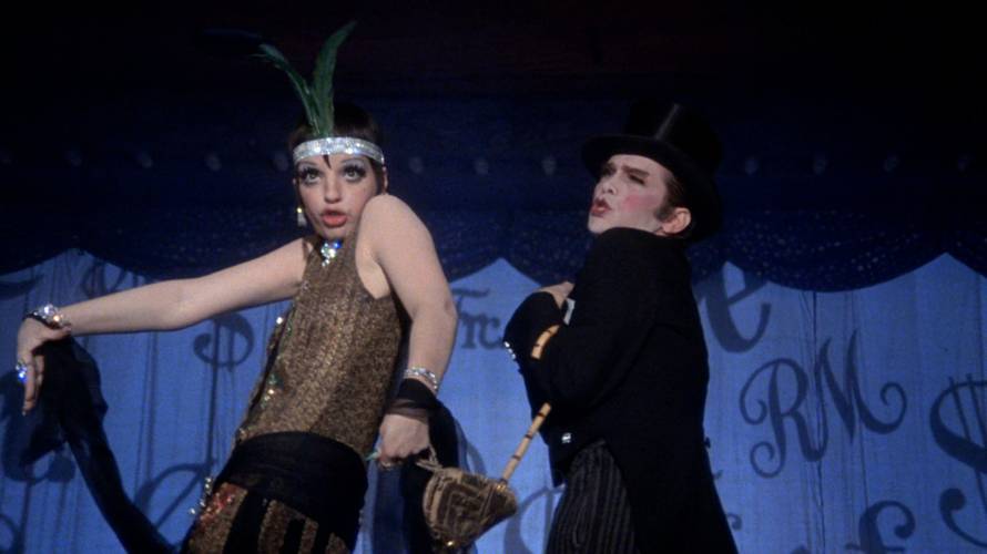 Los Angeles.CA.USA.   Liza Minnelli  and Joel Grey  in a scene in (C)Allied Artists/Twentieth Century film. Cabaret (1972).Director:Bob FosseWriters: Jay AllenSource:   Joe Masteroff musical with same name, I am a Camera by John Van Druten and Goodbye 