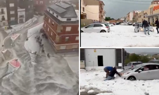Superćelijska oluja pogodila je Valenciju: Tuča zabijelila ulice, bujice nose sve pred sobom!