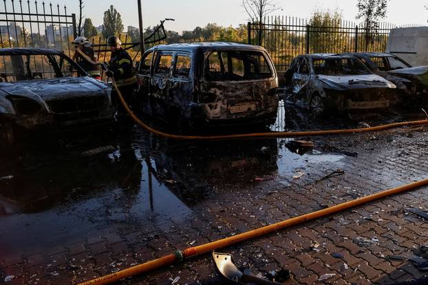 Aftermath of a Russian missile and drone attack in Kyiv