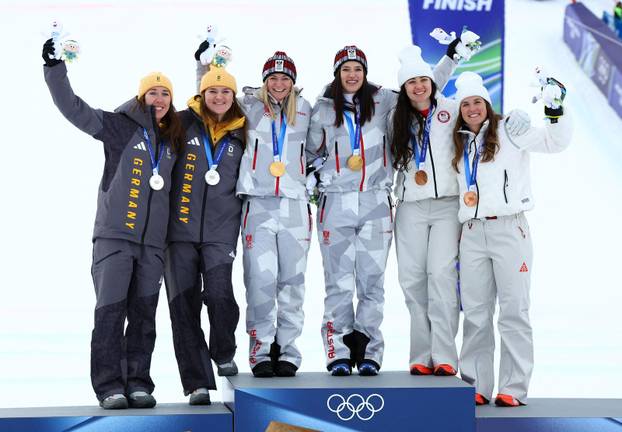 Alpine Skiing - Women's Team Combined Victory Ceremony