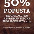 50% popusta na cjelokupan asortiman za ljeto 2015.