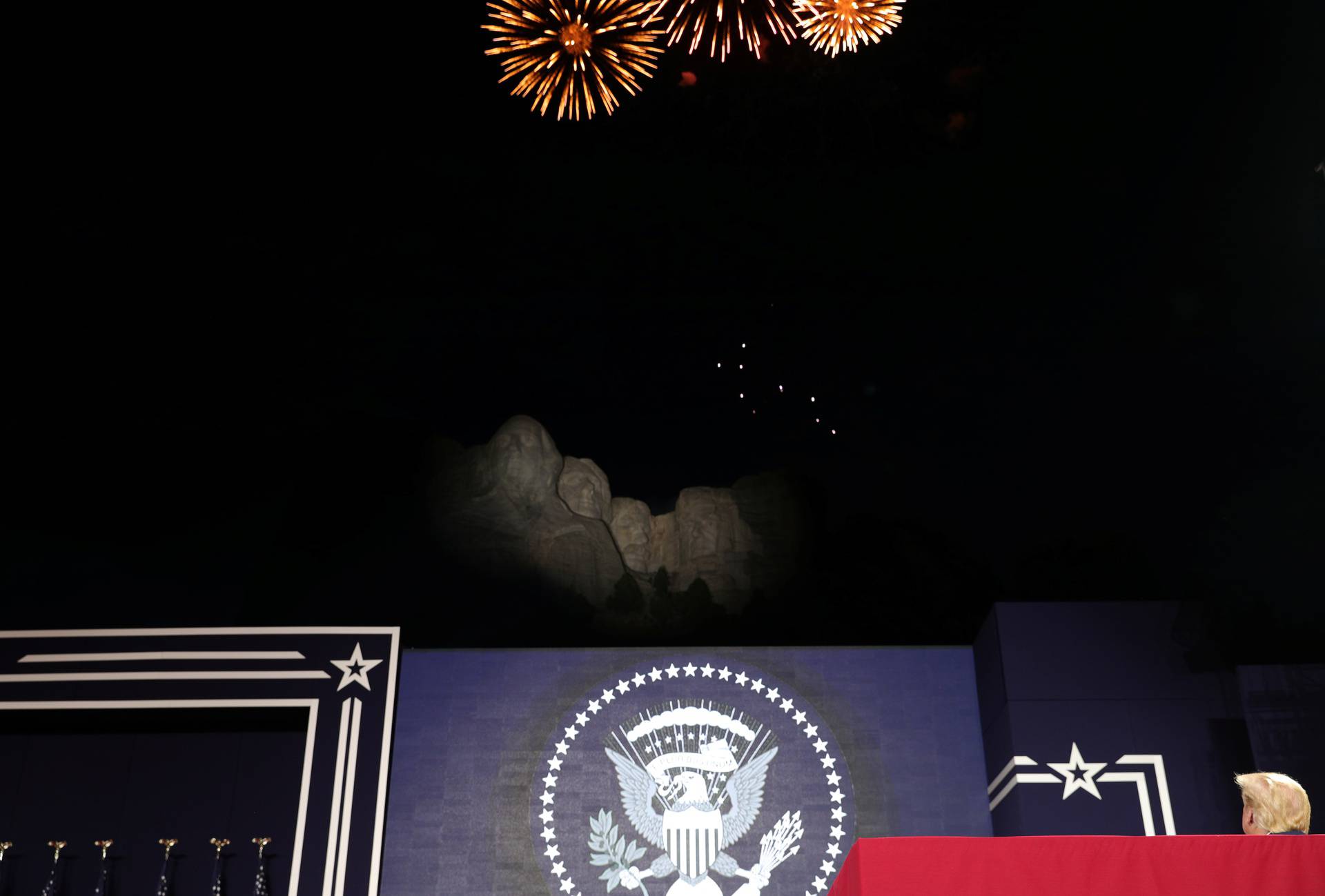 U.S. President Trump and first lady Melania Trump attend South Dakota's U.S. Independence Day Mount Rushmore fireworks celebrations at Mt. Rushmore in South Dakota