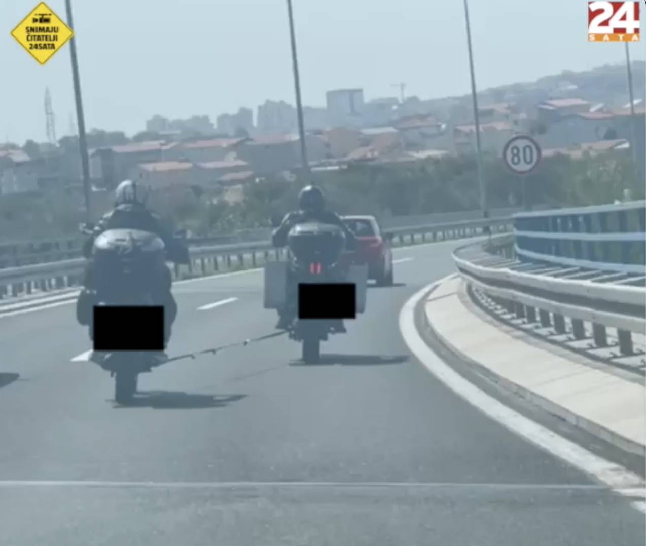 VIDEO Opasna vožnja u Splitu: 'Bili smo šokirani, motorist je šlepao drugog na nizbrdici'