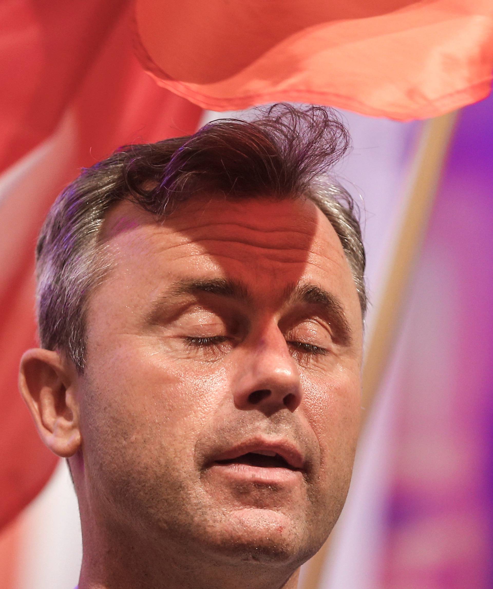 Presidential candidate Norbert Hofer attends a May Day event in Linz