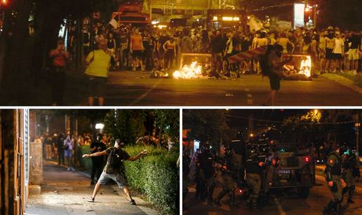 FOTO Apsolutni kaos na ulicama Srbije: Vu&ccaron;i&cacute; prijeti, kontejneri gore, policija mlati prosvjednike