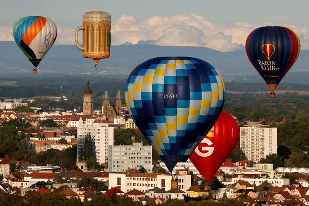 Hot air balloon fiesta above Hradec Kralove city