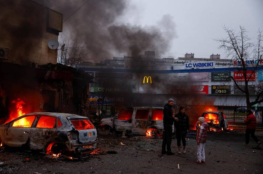 Aftermath of a Russian missile and drone attack, in Kyiv