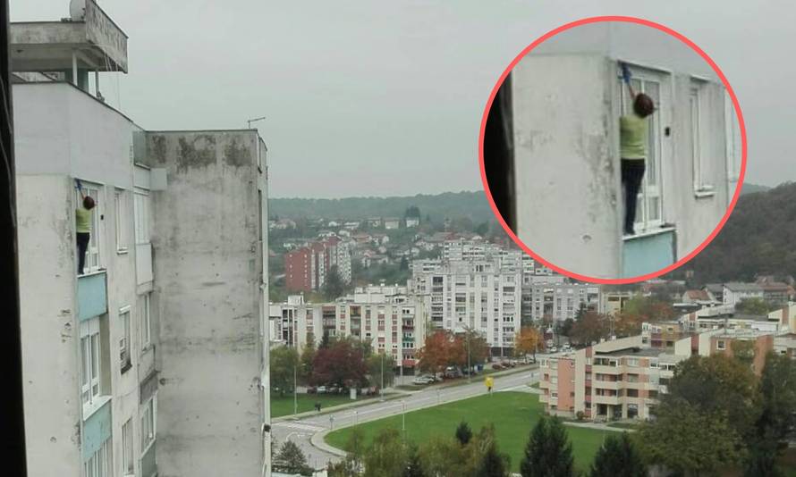 Tko se boji visine? Na 12. katu kao Spiderman prala prozore