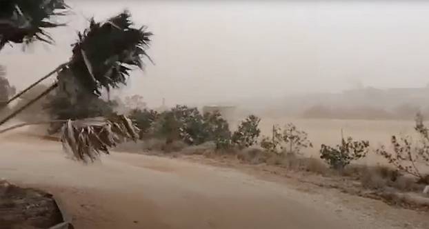 A dust storm blows across Carnarvon, Western Australia