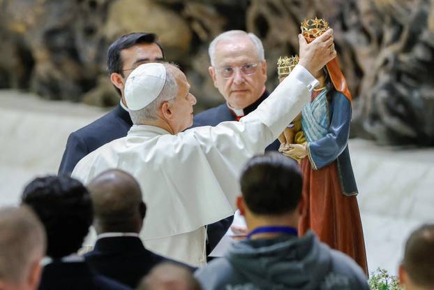 Pope Leo XIV holds an audience for the Jubilee of the Roma, Sinti and Travelling Peoples in Paul VI Hall at the Vatican