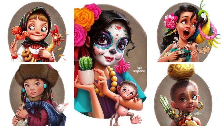 Ruska umjetnica crta preslatke curice iz raznih dijelova svijeta