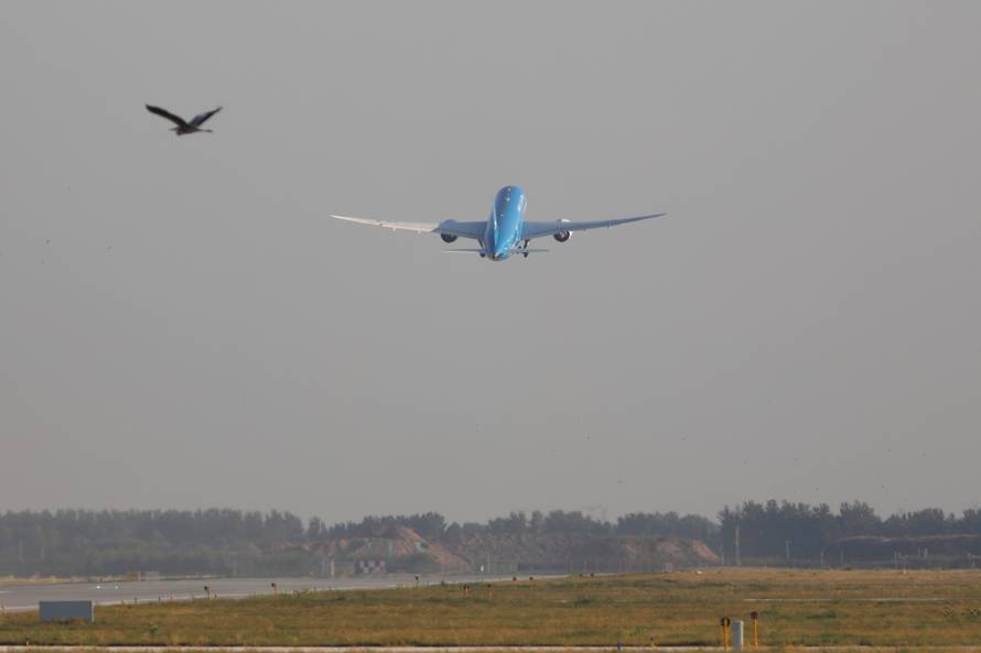 Xiamen Airlines Boeing 787-9 plane to Xiamen takes off from the newly launched Daxing International airport in Beijing