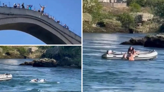 Amerikanac skakao s mosta u Neretvu, pa ga spašavali hrabri Mostarci. Prijatelji sve snimili