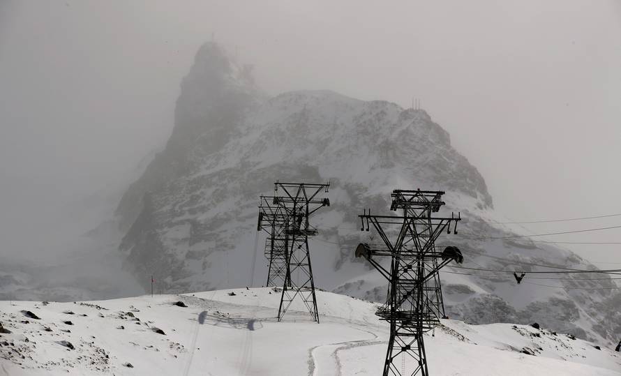 Clouds cover the peak of mount Klein Matterhorn near Zermatt