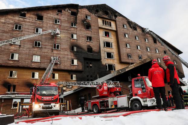 Fire at a hotel in the ski resort of Kartalkaya, in Bolu