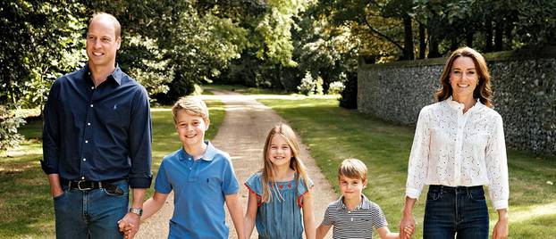 Christmas card of Britain's Prince William, Prince of Wales, Catherine, Princess of Wales and their children
