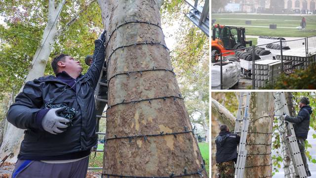 FOTO Zagreb se priprema za Advent: Postavljaju lampice po gradu, a u izgradnji i klizalište