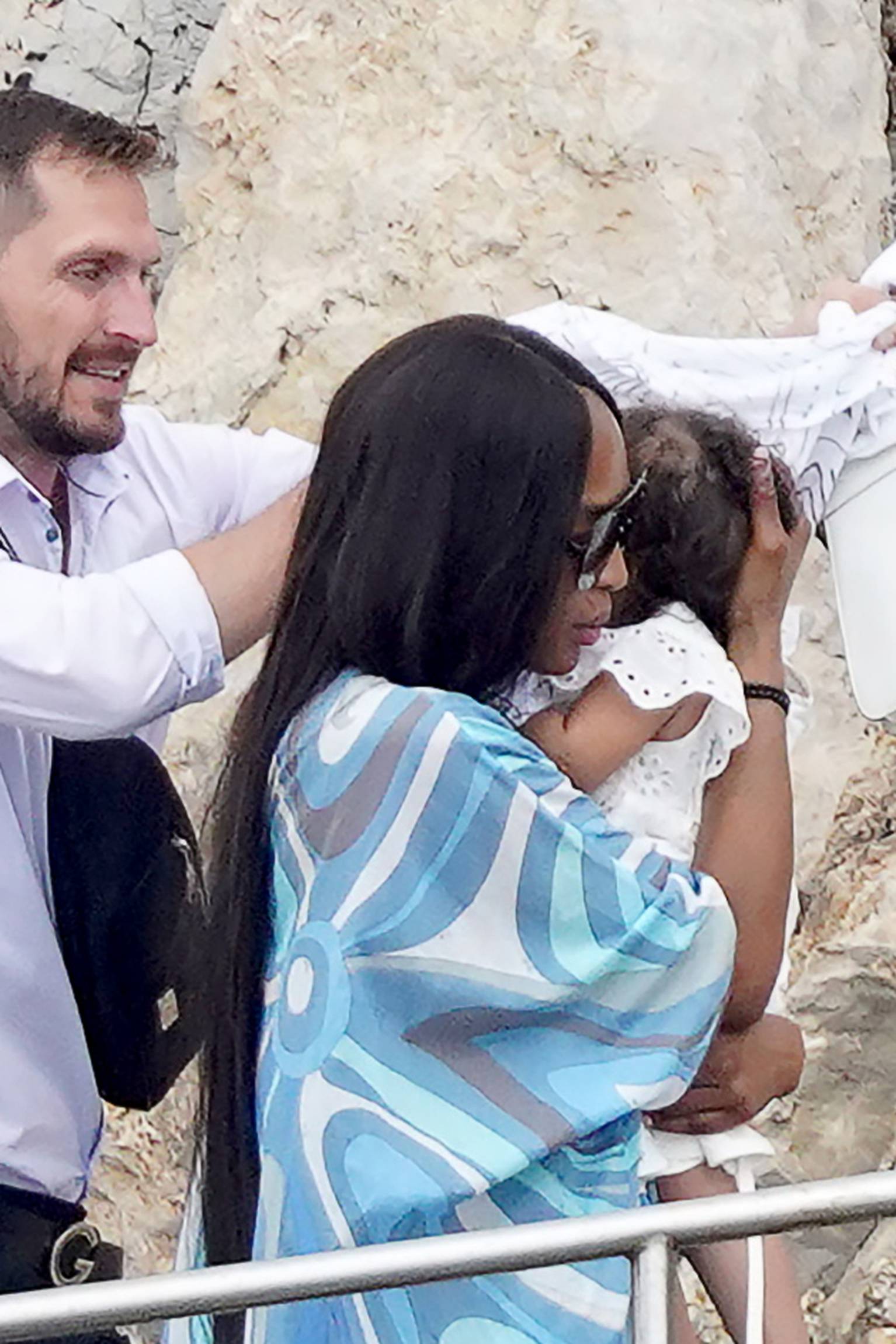 Naomi Campbell arrives with her baby at Hotel du Cap Eden Roc in Antibes during Cannes Film Festival