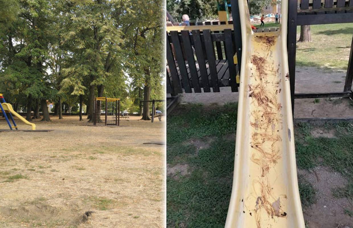 FOTO Grozan čin u Našicama: Fekalijama premazali dječji tobogan dva dana za redom