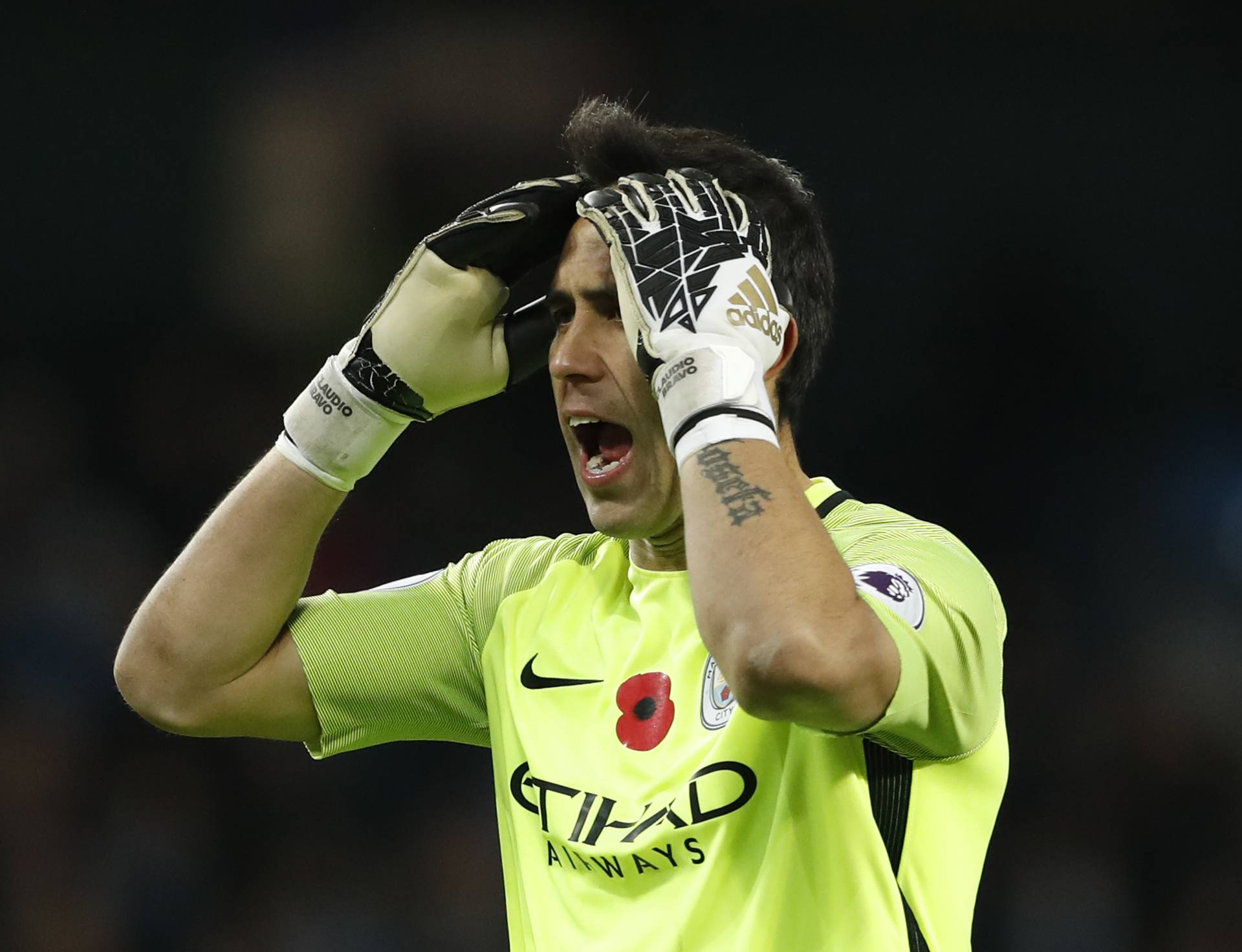 Manchester City's Claudio Bravo  looks dejected