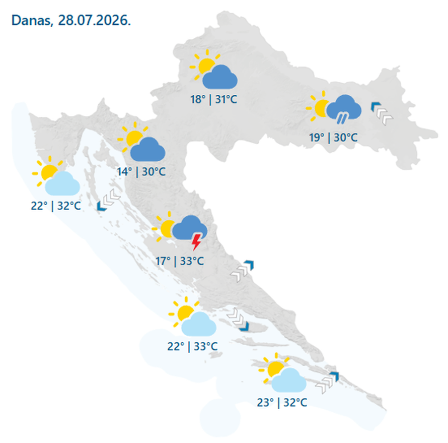 ALARMI ZA OBALU Temperature opet rastu prema 40 stupnjeva