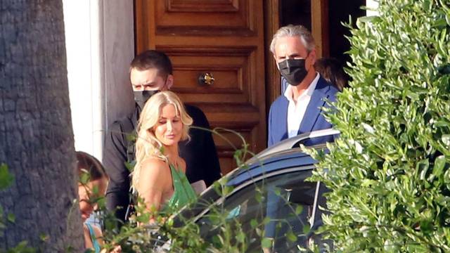 *PREMIUM-EXCLUSIVE* *MUST CALL FOR PRICING* *PICS TAKEN ON 23/07/2021* Lady Kitty Spencer and partner Michael Lewis Pre Wedding dinner at The Palazzo Colonna in Italy.