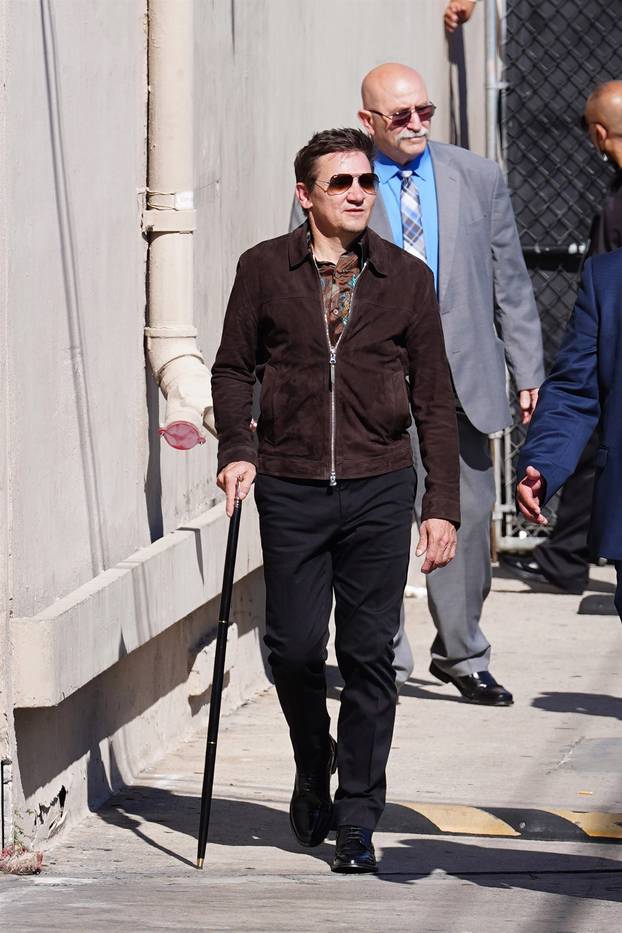 Jeremy Renner arrives at Jimmy Kimmel Live in Hollywood