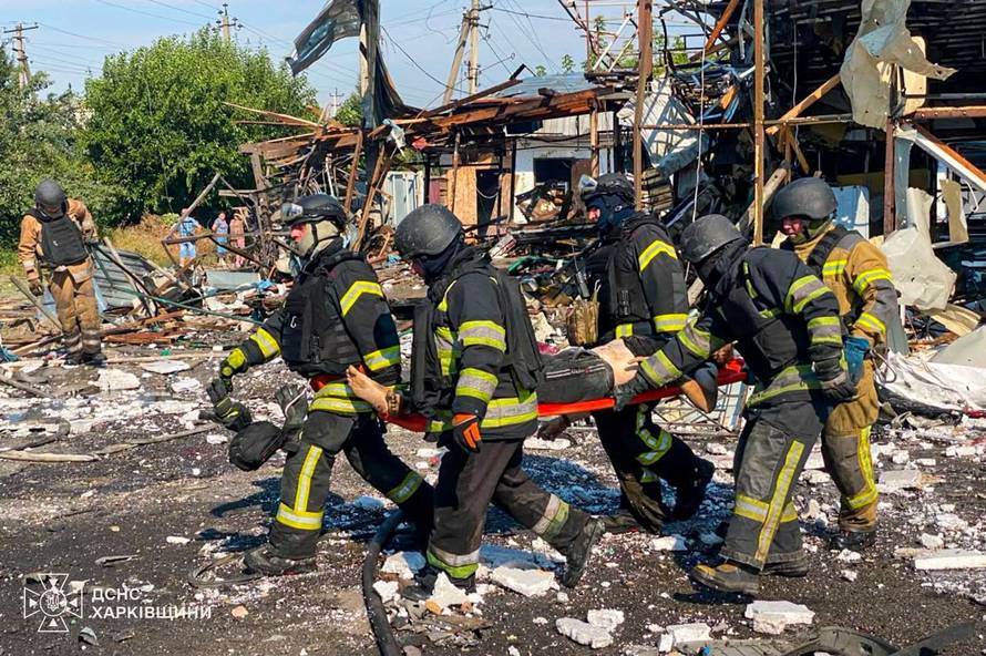 Aftermath of a Russian drone attack in Kharkiv region
