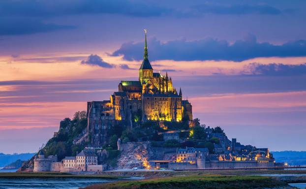 Mont Saint-Michel view in the sunset light. Normandy, northern F