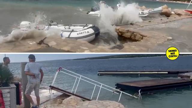 VIDEO Olujno more na Pagu razbijalo brodice: 'Krenulo je ujutro, vani je totalno ludilo...'