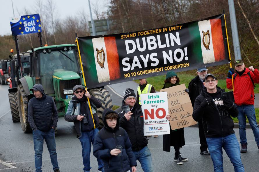 Irish farmers protest against Mercosur trade deal, in Athlone