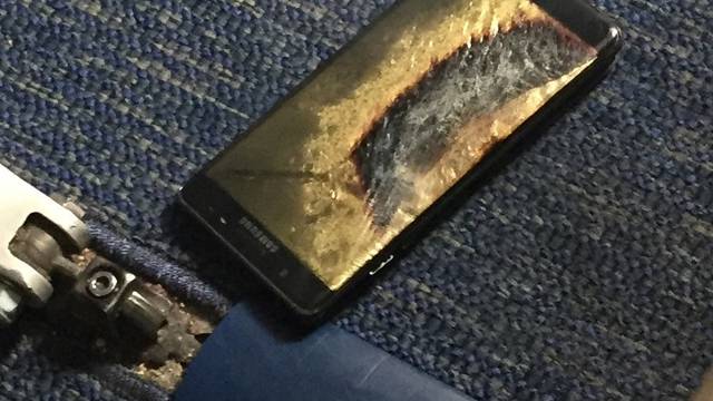 The burned Samsung Note 7 smartphone belonging to Brian Green is pictured in this handout photo