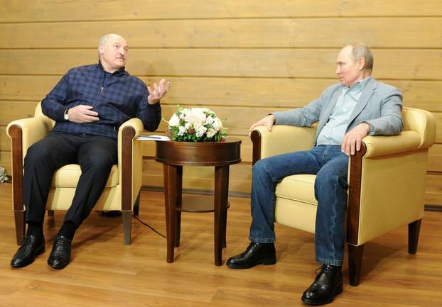 FILE PHOTO: Russian President Putin meets with his Belarusian counterpart Lukashenko in Sochi