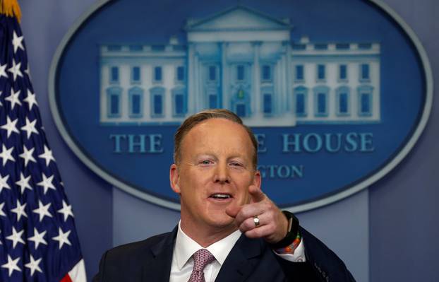 Sean Spicer holds a press briefing at the White House in Washington