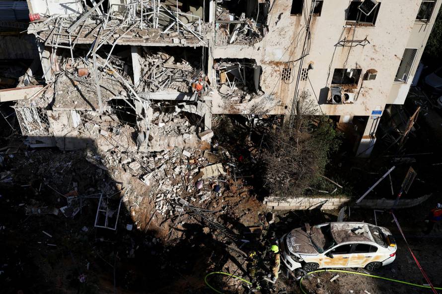 Aftermath of Iranian missile barrages in central Israel