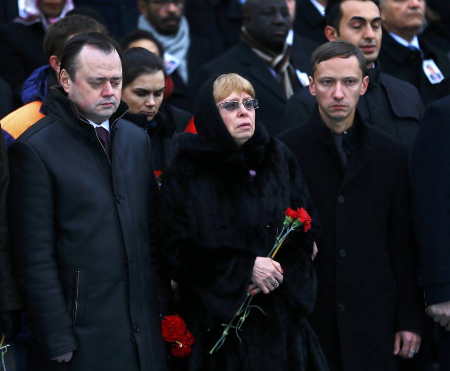 Late Russian Ambassador to Turkey Karlov's wife Marina attends ceremony at Esenboga airport in Ankara