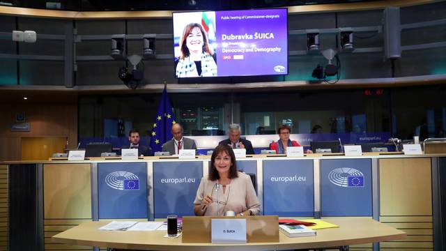 European for Democracy and Demography Commissioner-designate Dubravka Suica of Croatia attends her hearing before the European Parliament in Brussels