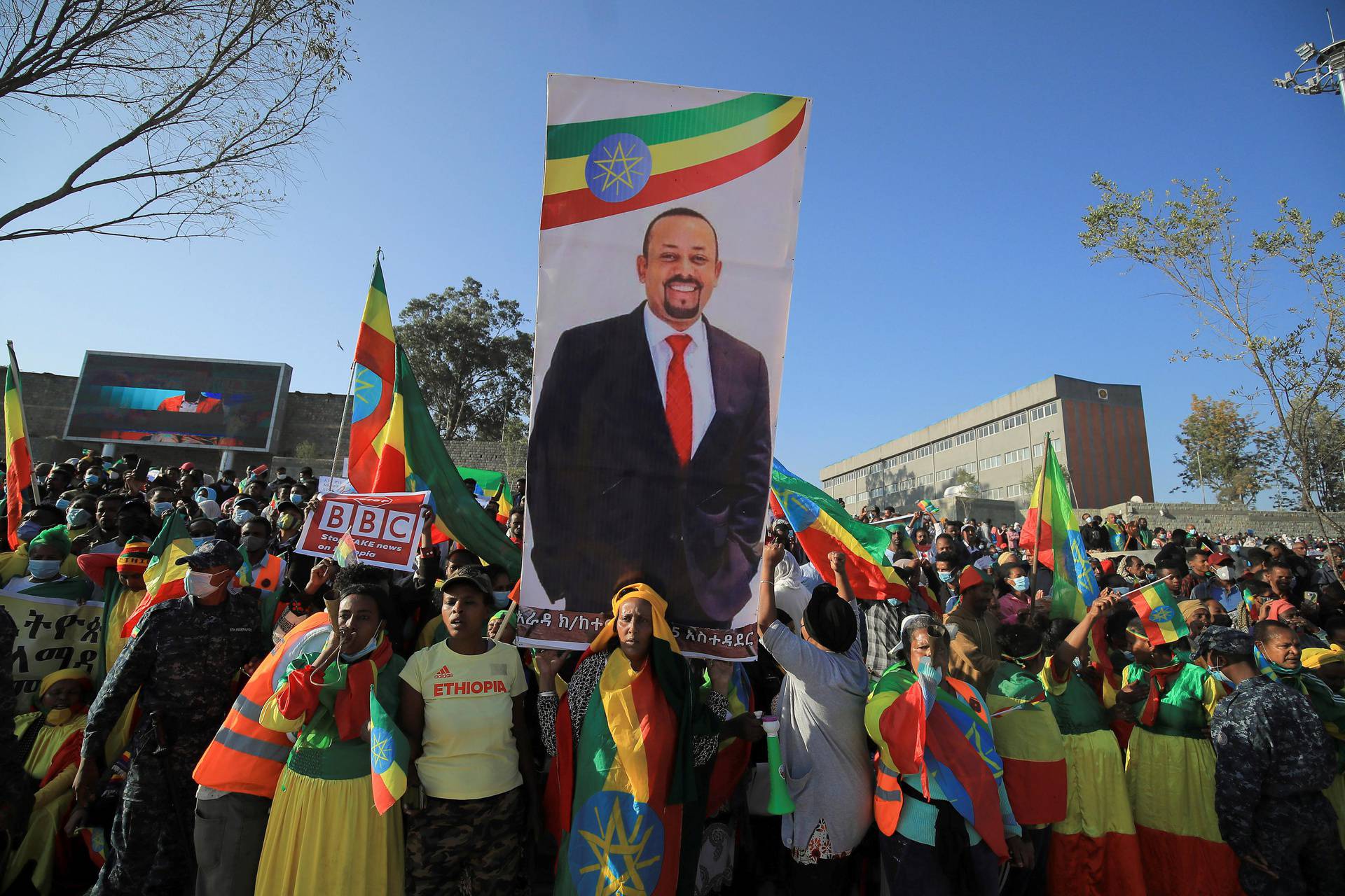 Ethiopian PM's backers hold a rally in support of national army in Addis Ababa
