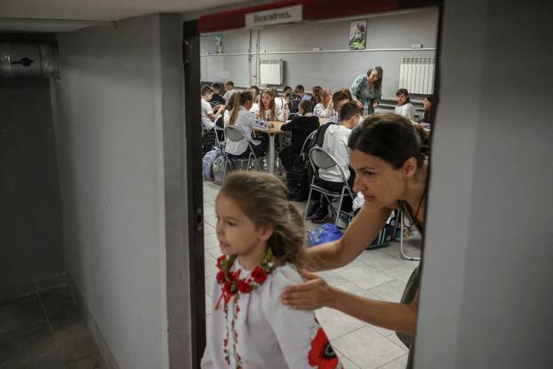 FILE PHOTO: Ukrainian children start the school year, in Kyiv