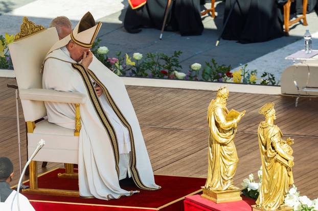 Pope Francis leads a consistory ceremony