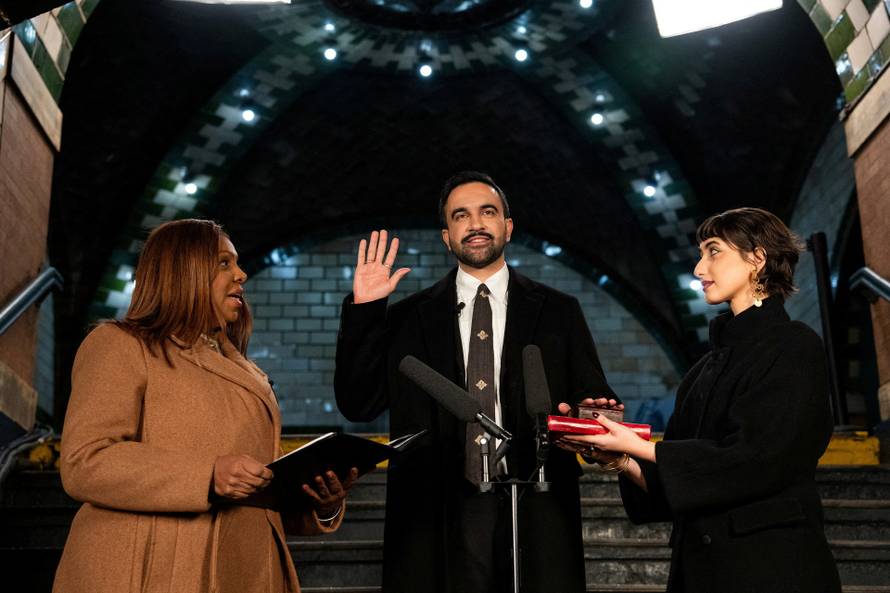 Zohran Mamdani is sworn in as mayor of New York City at Old City Hall Station, New York